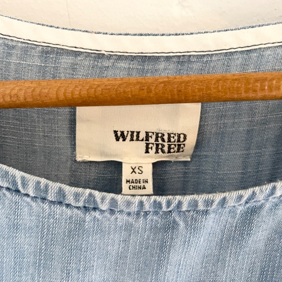 Aritzia Wilfred Free Mini Dress Nori Denim Chambray Light Wash Boxy XS - Picture 5 of 13